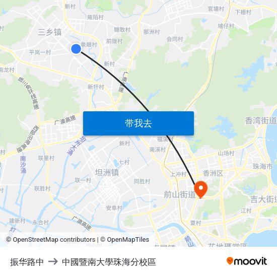 振华路中 to 中國暨南大學珠海分校區 map