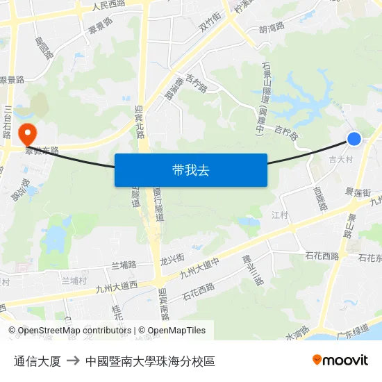 通信大厦 to 中國暨南大學珠海分校區 map