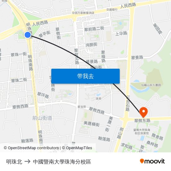 明珠北 to 中國暨南大學珠海分校區 map