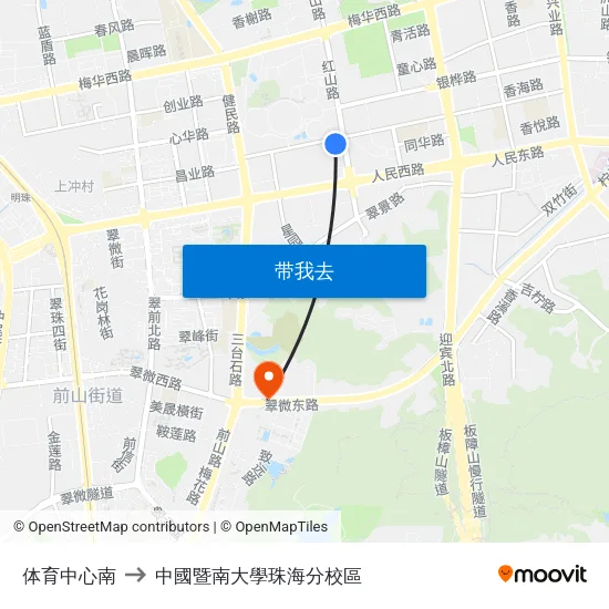 体育中心南 to 中國暨南大學珠海分校區 map