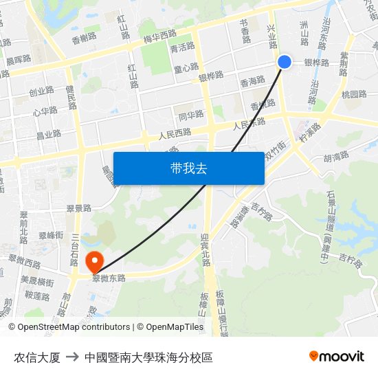 农信大厦 to 中國暨南大學珠海分校區 map