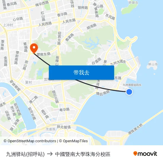 九洲驿站(招呼站) to 中國暨南大學珠海分校區 map