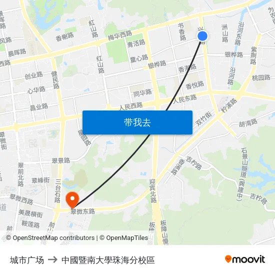 城市广场 to 中國暨南大學珠海分校區 map