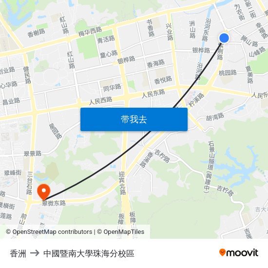 香洲 to 中國暨南大學珠海分校區 map