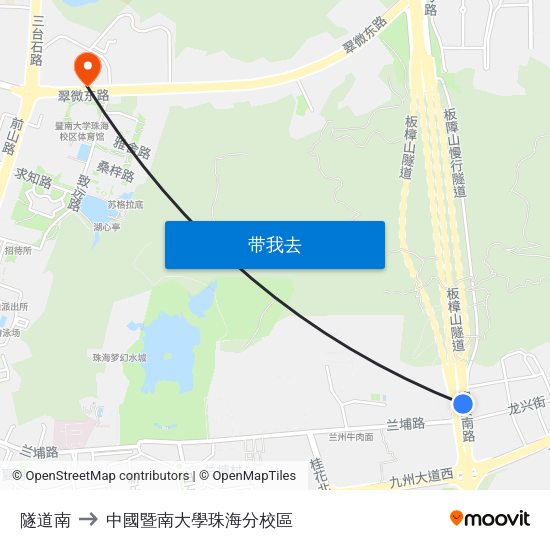 隧道南 to 中國暨南大學珠海分校區 map