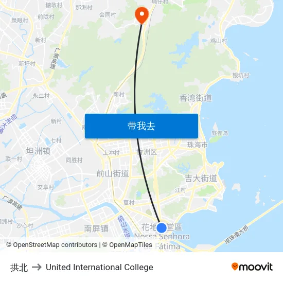 拱北 to United International College map
