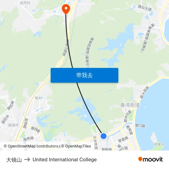 大镜山 to United International College map
