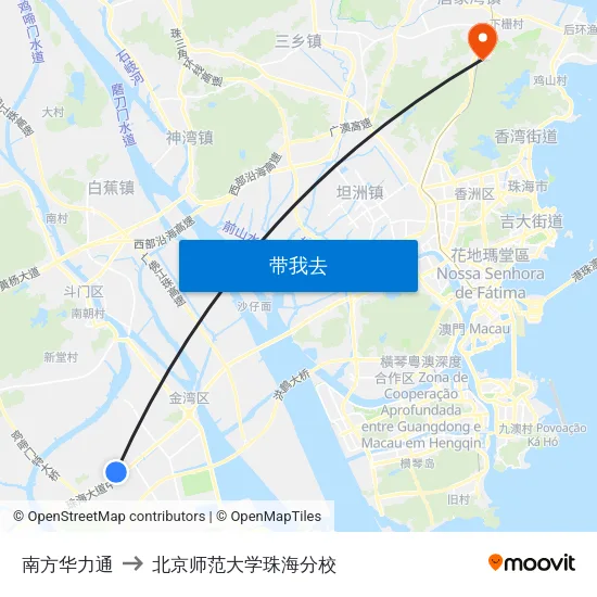 南方华力通 to 北京师范大学珠海分校 map