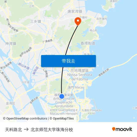 天科路北 to 北京师范大学珠海分校 map