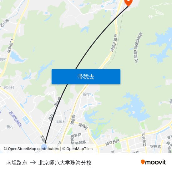 南坦路东 to 北京师范大学珠海分校 map