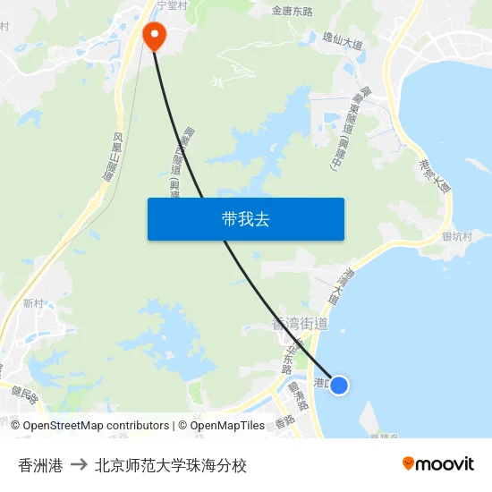 香洲港 to 北京师范大学珠海分校 map