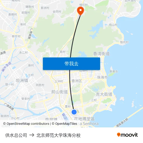 供水总公司 to 北京师范大学珠海分校 map