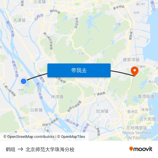 鹤咀 to 北京师范大学珠海分校 map
