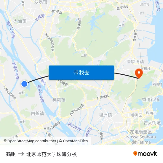 鹤咀 to 北京师范大学珠海分校 map