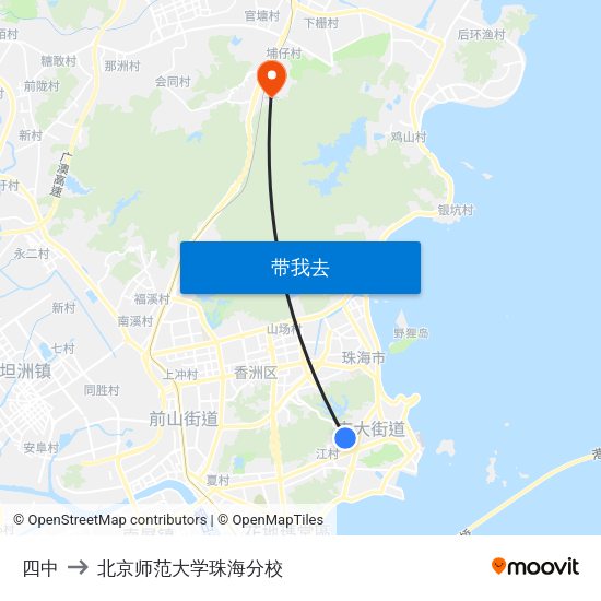 四中 to 北京师范大学珠海分校 map