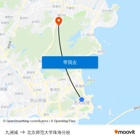 九洲城 to 北京师范大学珠海分校 map
