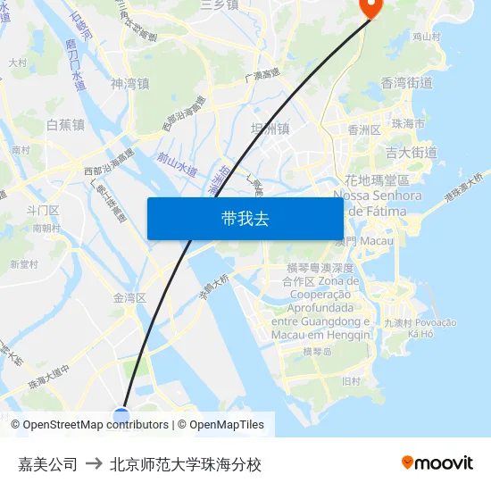 嘉美公司 to 北京师范大学珠海分校 map