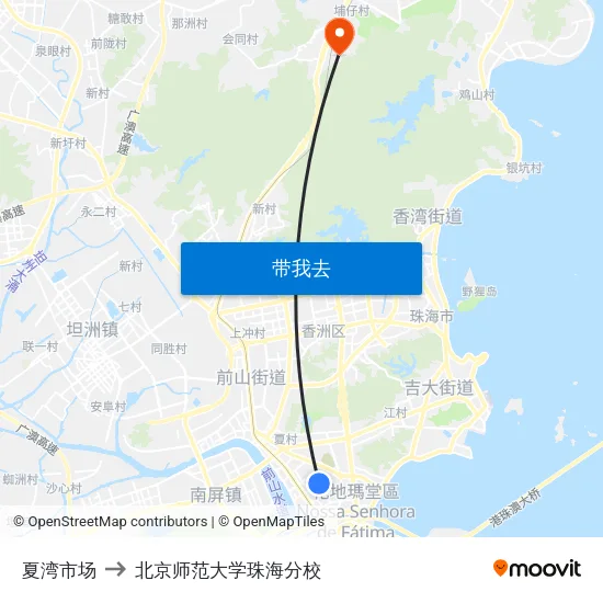 夏湾市场 to 北京师范大学珠海分校 map