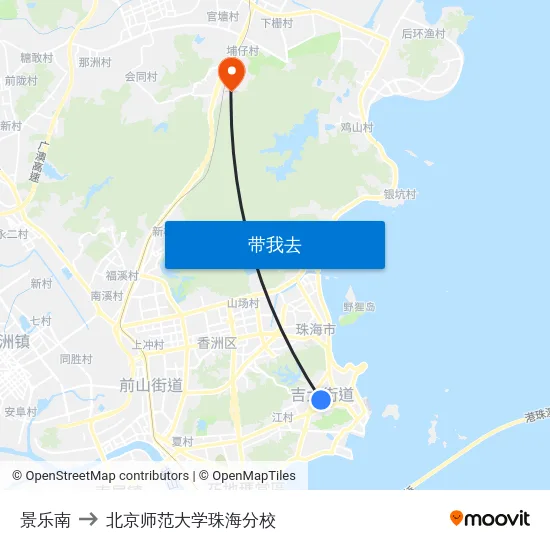 景乐南 to 北京师范大学珠海分校 map