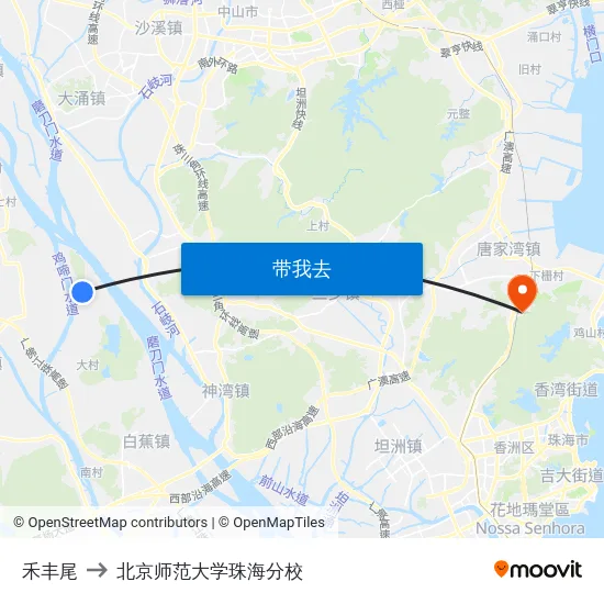 禾丰尾 to 北京师范大学珠海分校 map