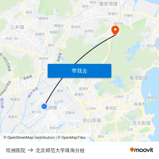 坦洲医院 to 北京师范大学珠海分校 map