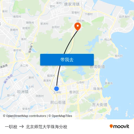 一职校 to 北京师范大学珠海分校 map