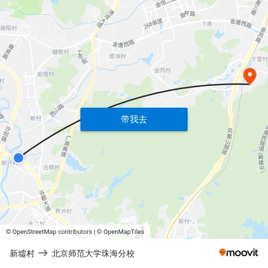 新墟村 to 北京师范大学珠海分校 map