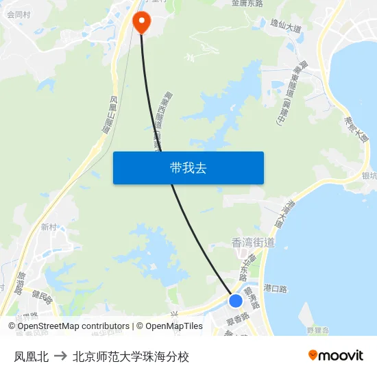 凤凰北 to 北京师范大学珠海分校 map