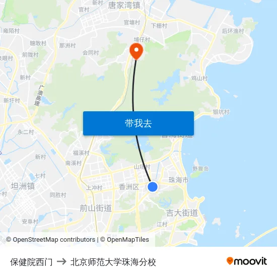 保健院西门 to 北京师范大学珠海分校 map