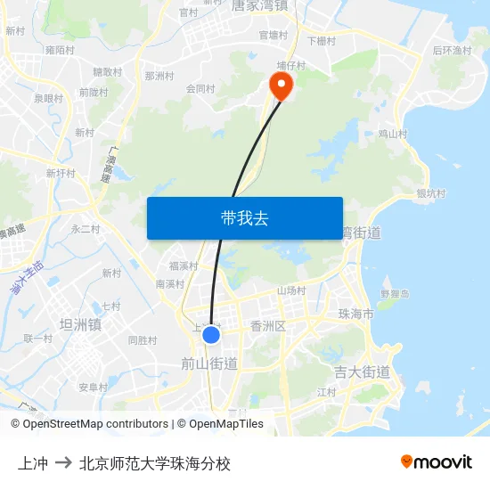 上冲 to 北京师范大学珠海分校 map