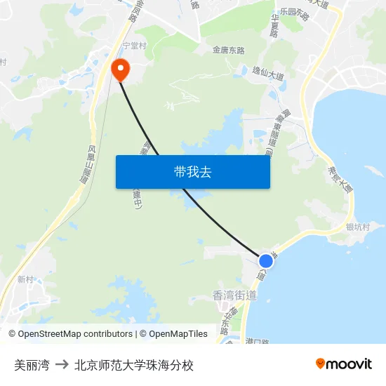美丽湾 to 北京师范大学珠海分校 map