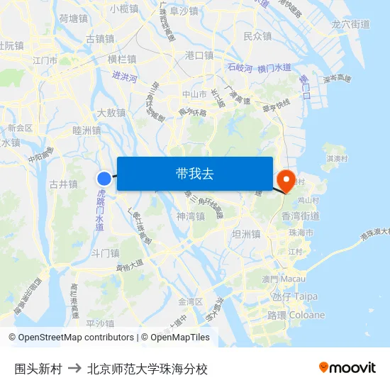 围头新村 to 北京师范大学珠海分校 map