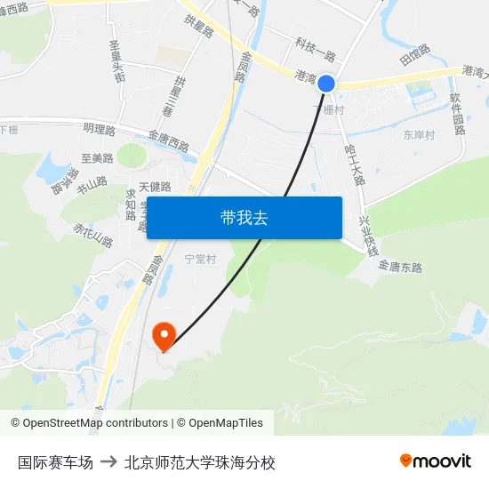 国际赛车场 to 北京师范大学珠海分校 map