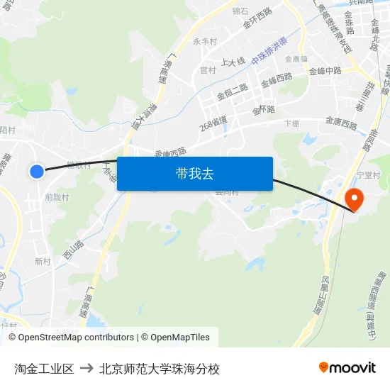 淘金工业区 to 北京师范大学珠海分校 map