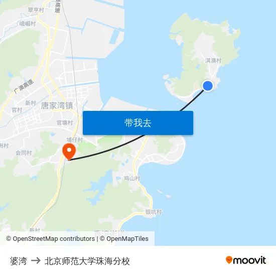 婆湾 to 北京师范大学珠海分校 map