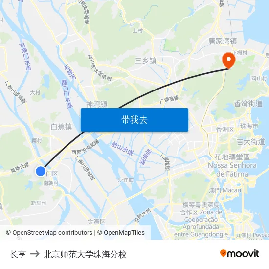 长亨 to 北京师范大学珠海分校 map