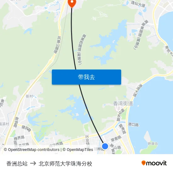 香洲总站 to 北京师范大学珠海分校 map