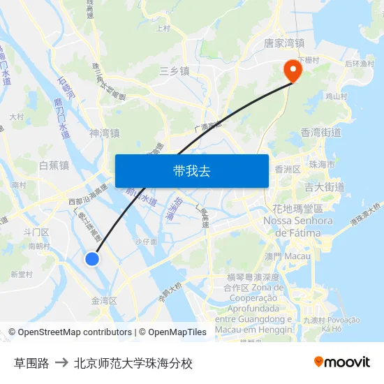 草围路 to 北京师范大学珠海分校 map