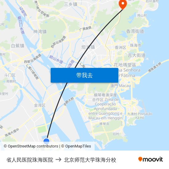 省人民医院珠海医院 to 北京师范大学珠海分校 map