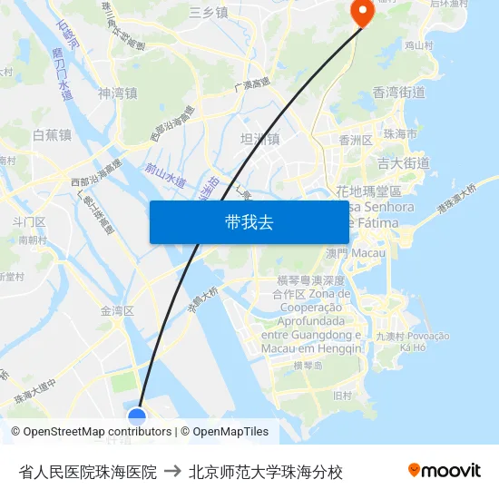 省人民医院珠海医院 to 北京师范大学珠海分校 map