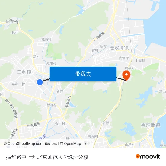 振华路中 to 北京师范大学珠海分校 map