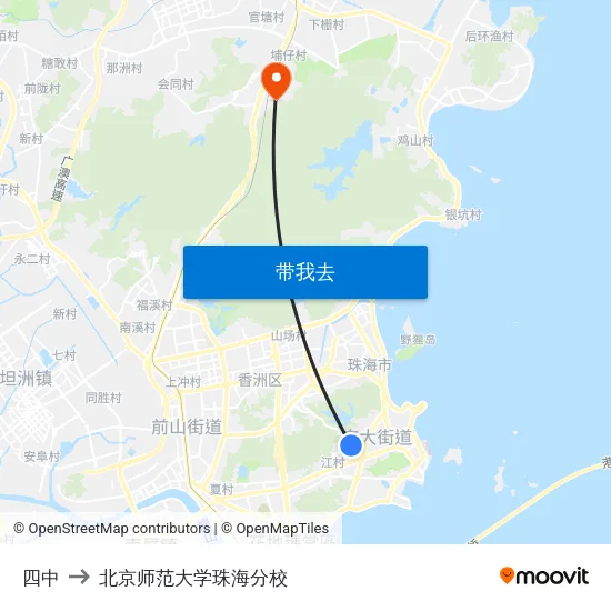 四中 to 北京师范大学珠海分校 map