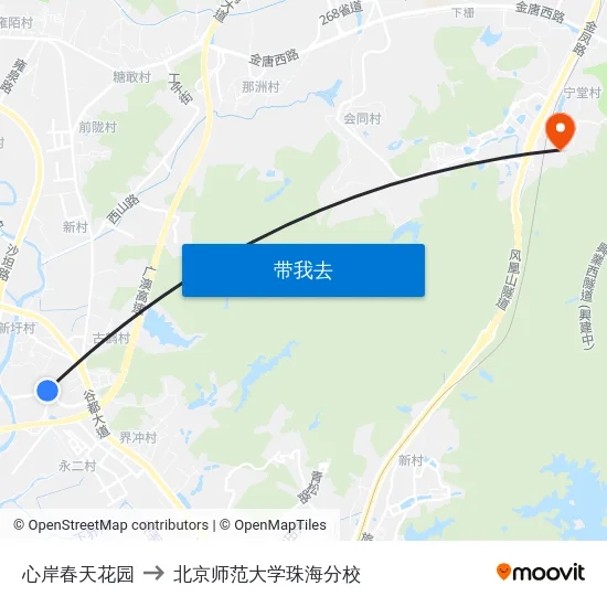 心岸春天花园 to 北京师范大学珠海分校 map