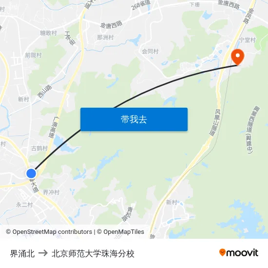 界涌北 to 北京师范大学珠海分校 map