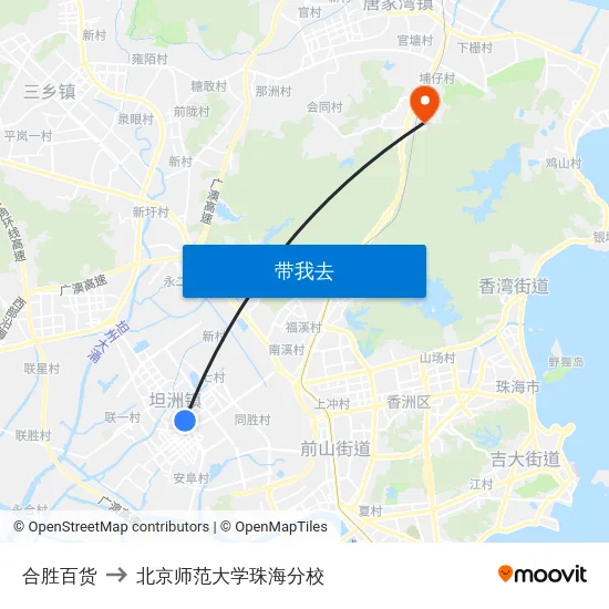 合胜百货 to 北京师范大学珠海分校 map