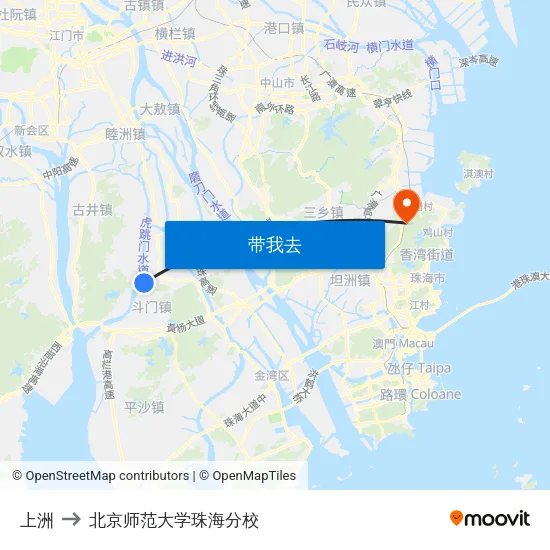 上洲 to 北京师范大学珠海分校 map