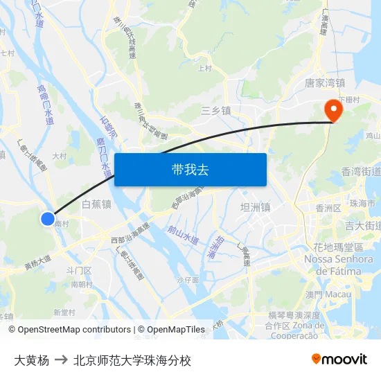 大黄杨 to 北京师范大学珠海分校 map