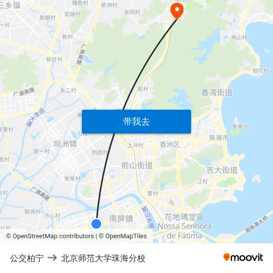 公交柏宁 to 北京师范大学珠海分校 map