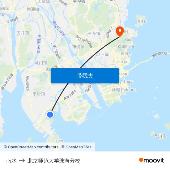 南水 to 北京师范大学珠海分校 map
