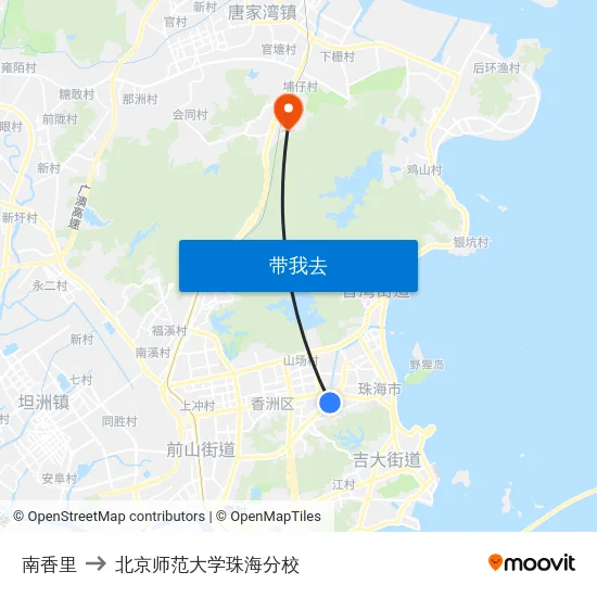 南香里 to 北京师范大学珠海分校 map